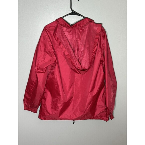 VTG i5 Apparel Red Water Resistant  Zip Windbreaker Rain Jacket Hooded Large - Picture 2 of 10